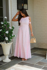 Hollie Eyelet Maxi Dress-Light Pink