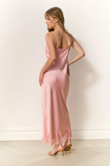 Sorone Satin Lace Maxi Slip Dress