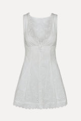 x BELLA HADID Farm Eyelet Mini Dress - Salt Air Eyelet