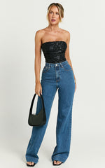 Chantelle Top - Strapless Jacquard Crop Top in Black