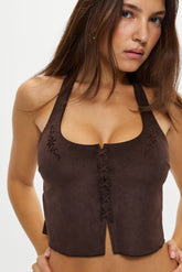 Delilah Halter Suede Tankini - Desert Suede