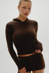 Hazel Knit Hoodie - Chocolate Brown