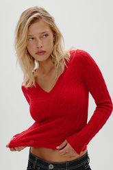 Kit V Neck Knit Sweater - Heartstrings