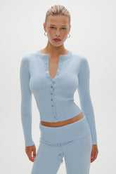 Lenon Button Up Knit Sweater - Daydream
