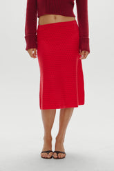 Magnolia Knit Midi Skirt - Cranberry