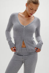 Sienna Zip Up Knit Sweater - Cloud Cover