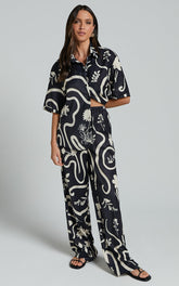 Runaway The Label - Leo Pant in Black/Sand