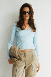 Kit V Neck Knit Sweater - Daydream