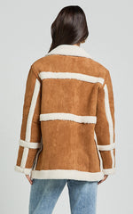 Shelley Coat - Faux Shearling Aviator Coat in Brown
