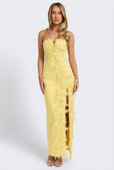 Éloise Floral Appliqué Column Maxi Dress