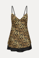 x Khy Kenley Satin Mini Dress - Lacey Leopard