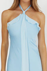 Starlet Halterneck Sash Maxi Dress Baby Blue