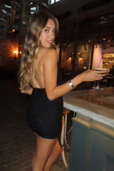 Valerie Cowl Neck Sequin Mini Dress