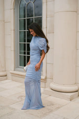 Camila Mesh Maxi Dress-Blue