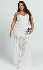 Adana Maxi Dress - Lace Fit And Flare Dress in White