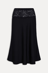 Harper Satin Midi Skirt - Black