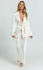 Jagger Pants - Flared Bias Cut Pants in Pearl