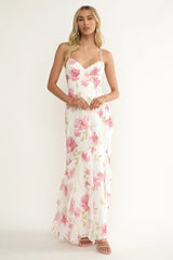 Charlisa Ruffle Maxi Dress Floral White