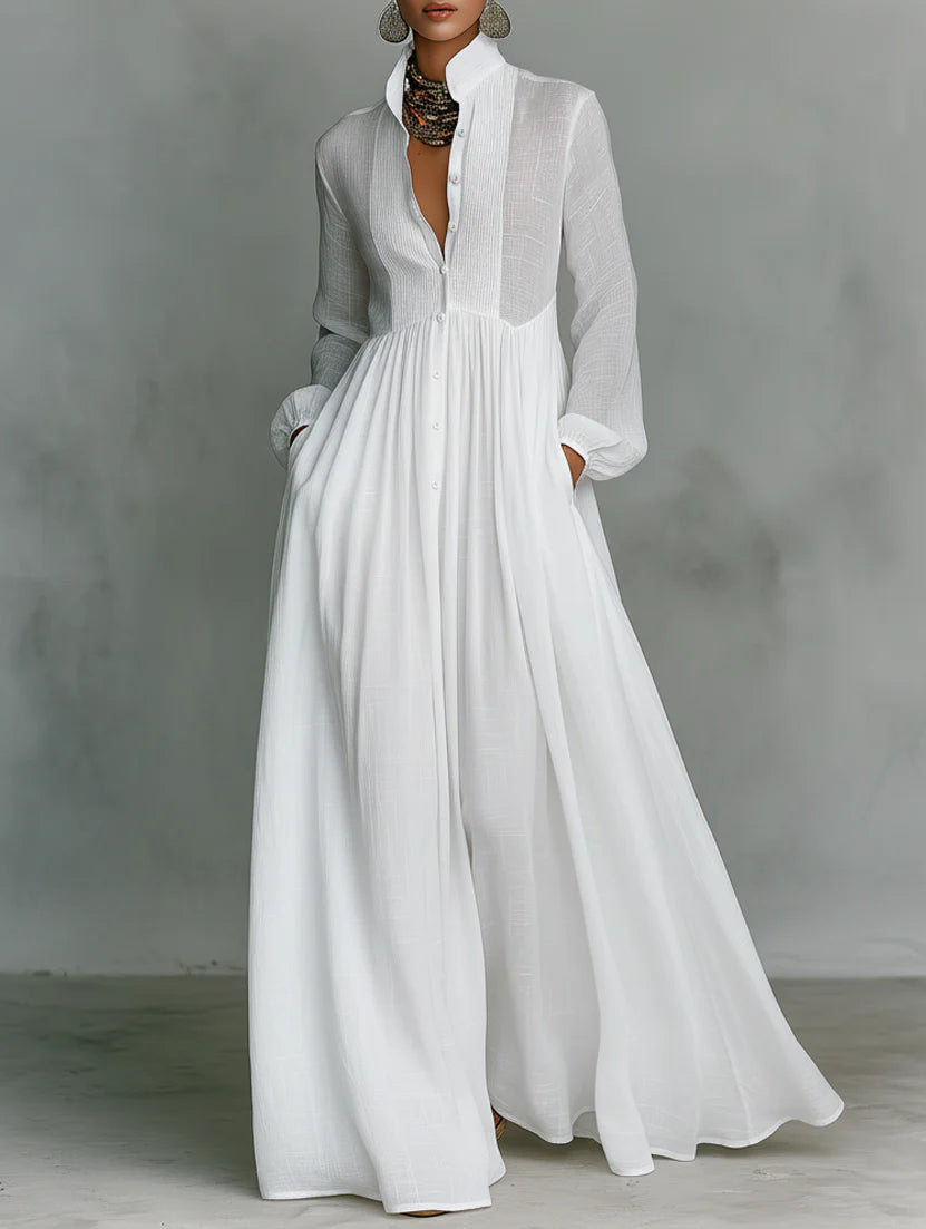 Serena Flowing Button-Front Maxi Dress - Effortless Chic for Any Occasion
