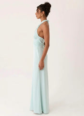 Samaria Halter Maxi Dress Blue